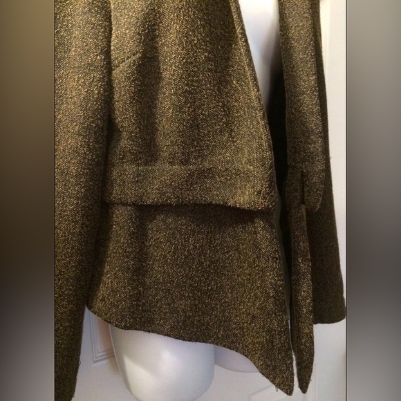 WALTER BAKER W118 Tweed Blazer Black Brown Notch Collar Lapel Open Front Jacket - Picture 6 of 13